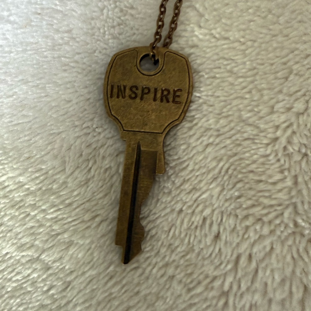 The Giving Key - Inspire Key Pendant Necklace - Brass Tone